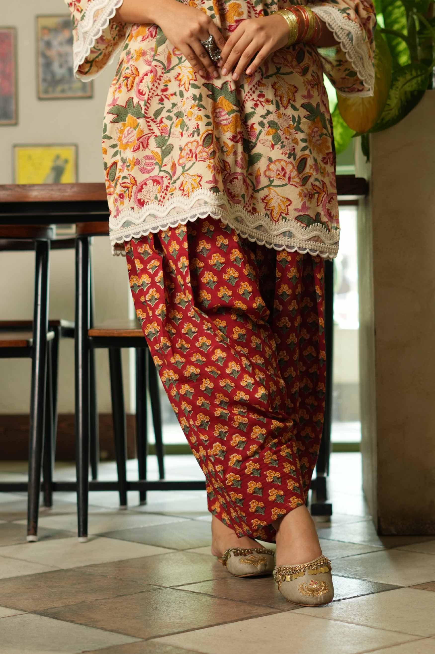 Laal Gulzaar Hand-Block Farshi Set