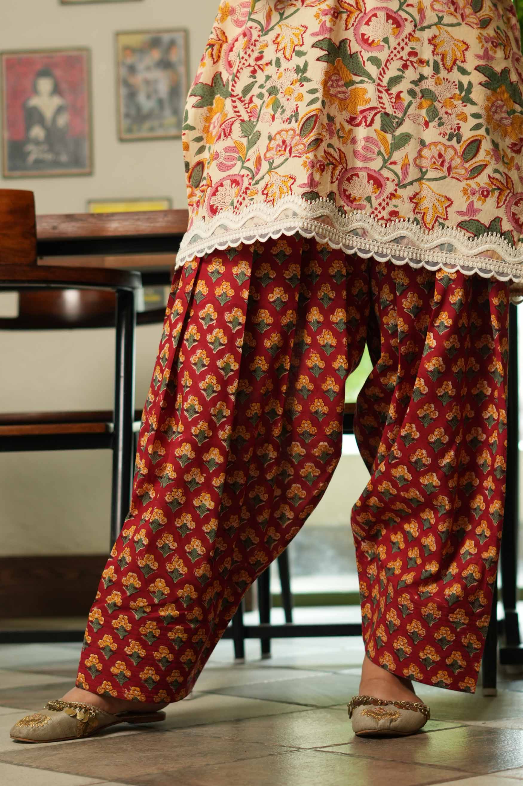 Laal Gulzaar Hand-Block Farshi Set