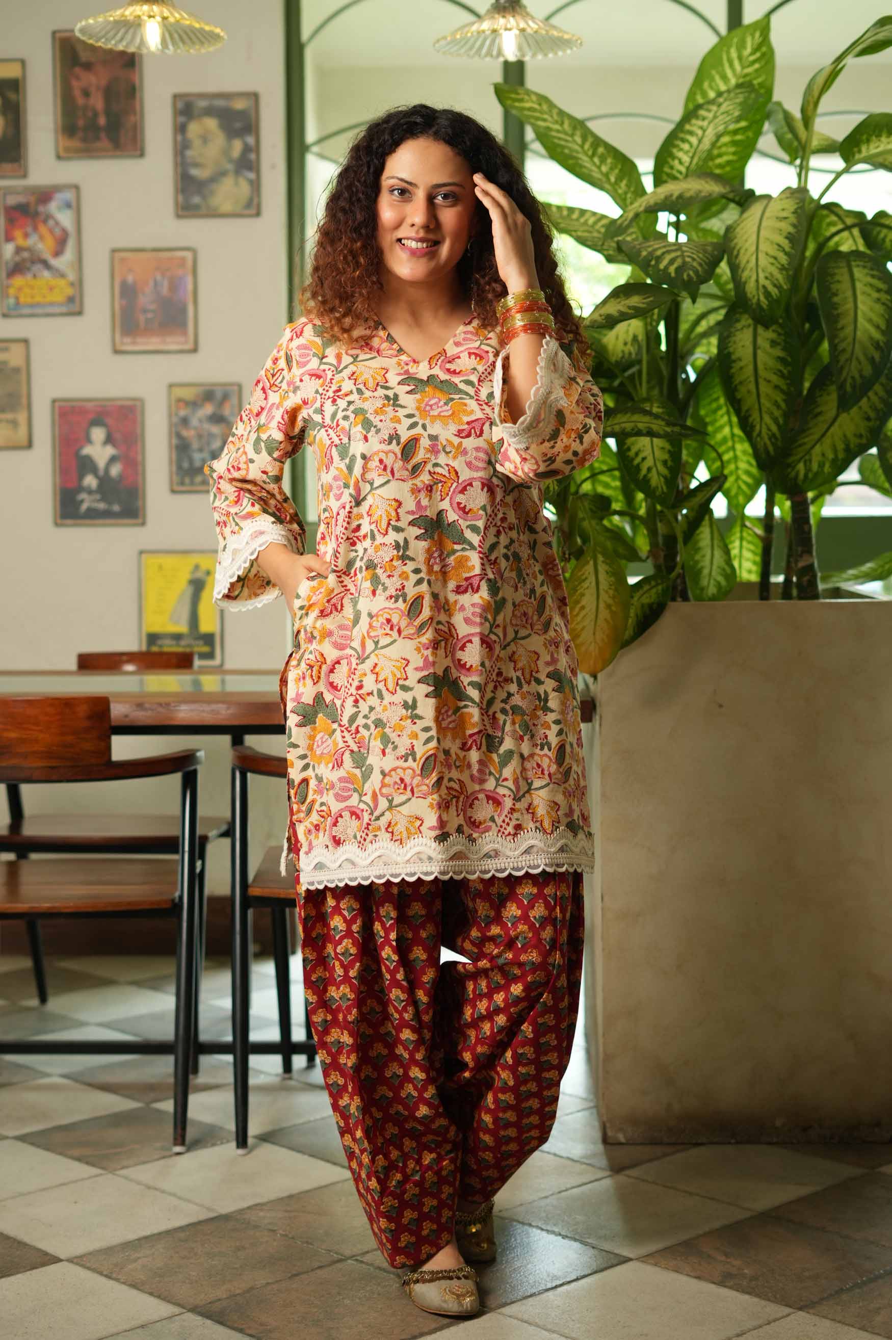 Laal Gulzaar Hand-Block Farshi Set