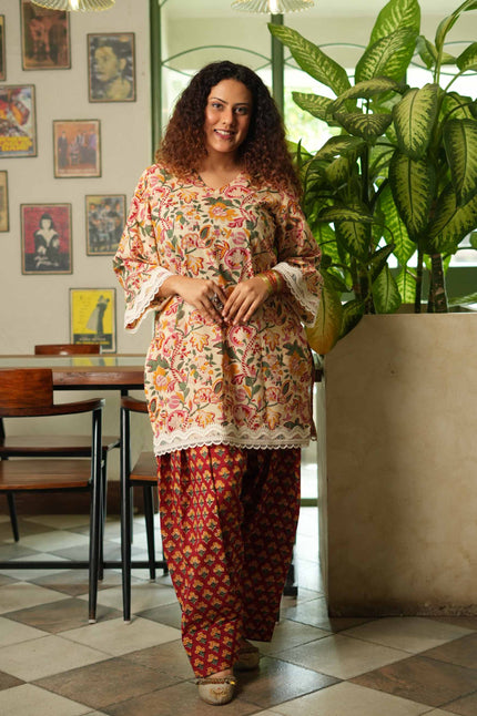 Laal Gulzaar Hand-Block Farshi Set