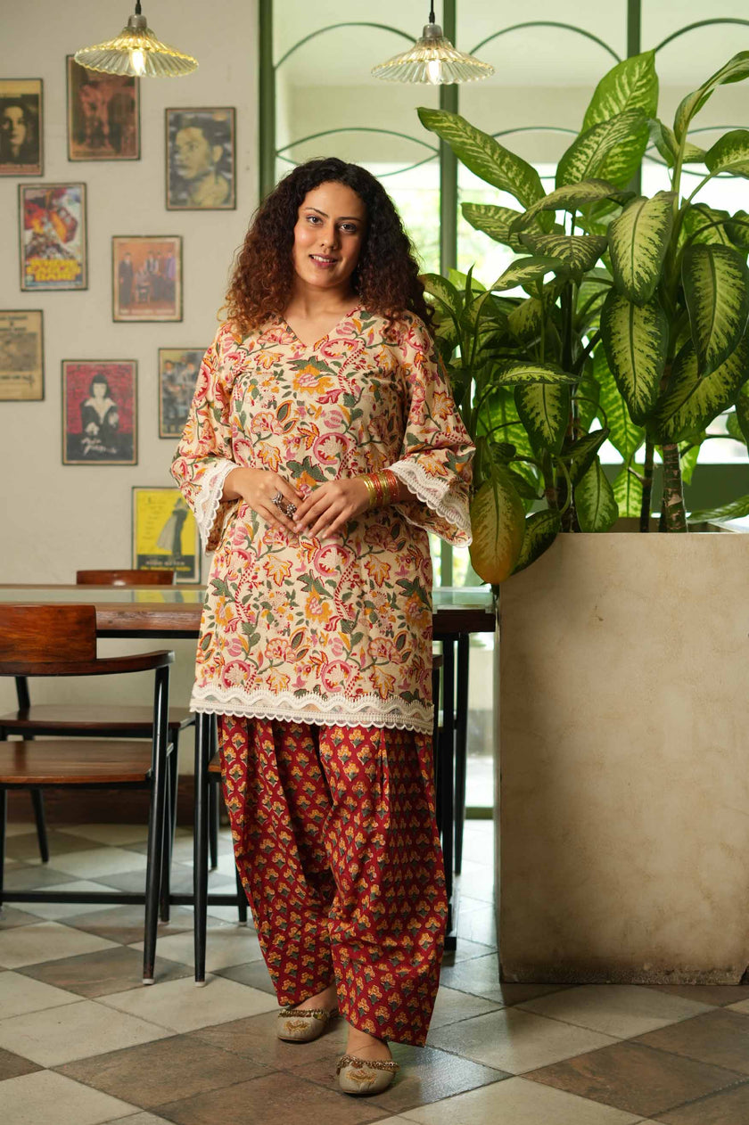 Laal Gulzaar Hand-Block Farshi Set