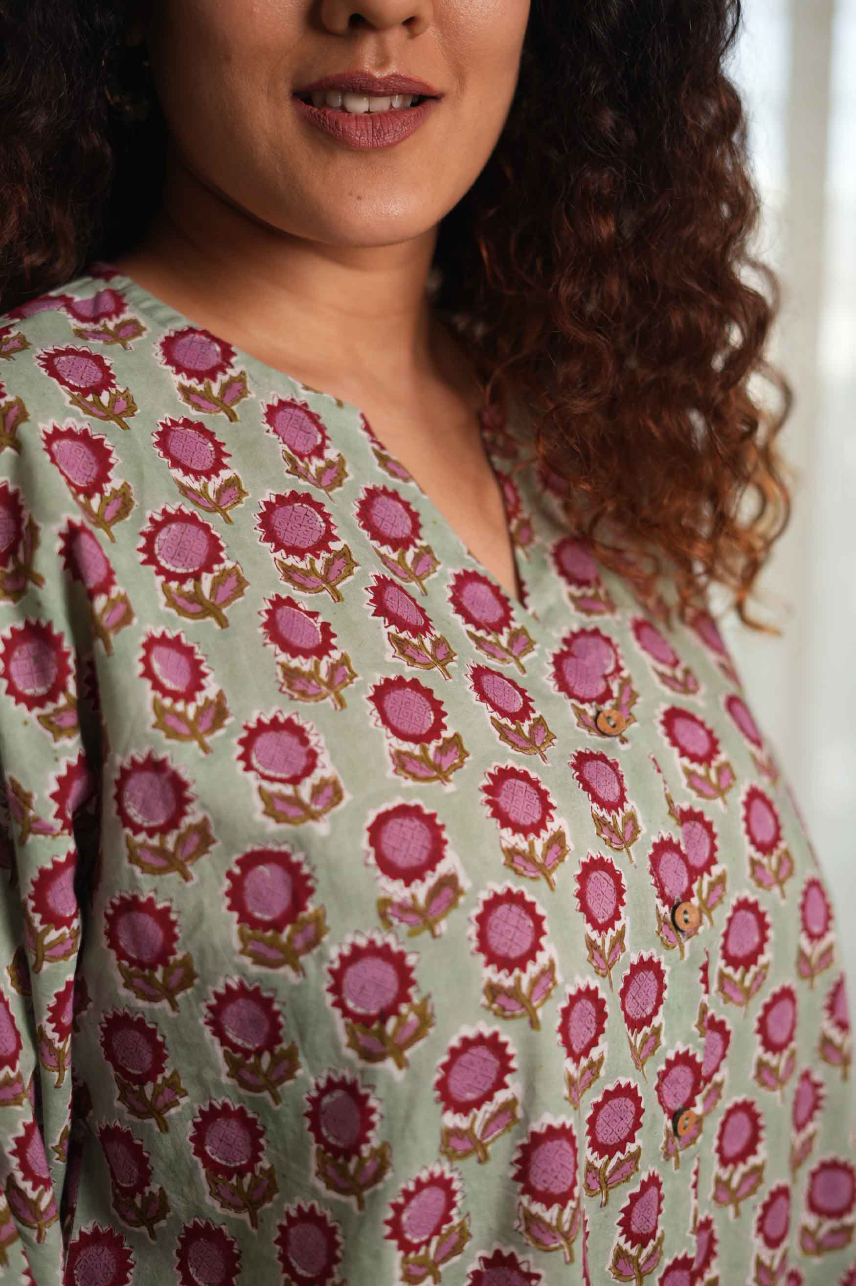 Sunflower  Hand Block Printed  Shirt