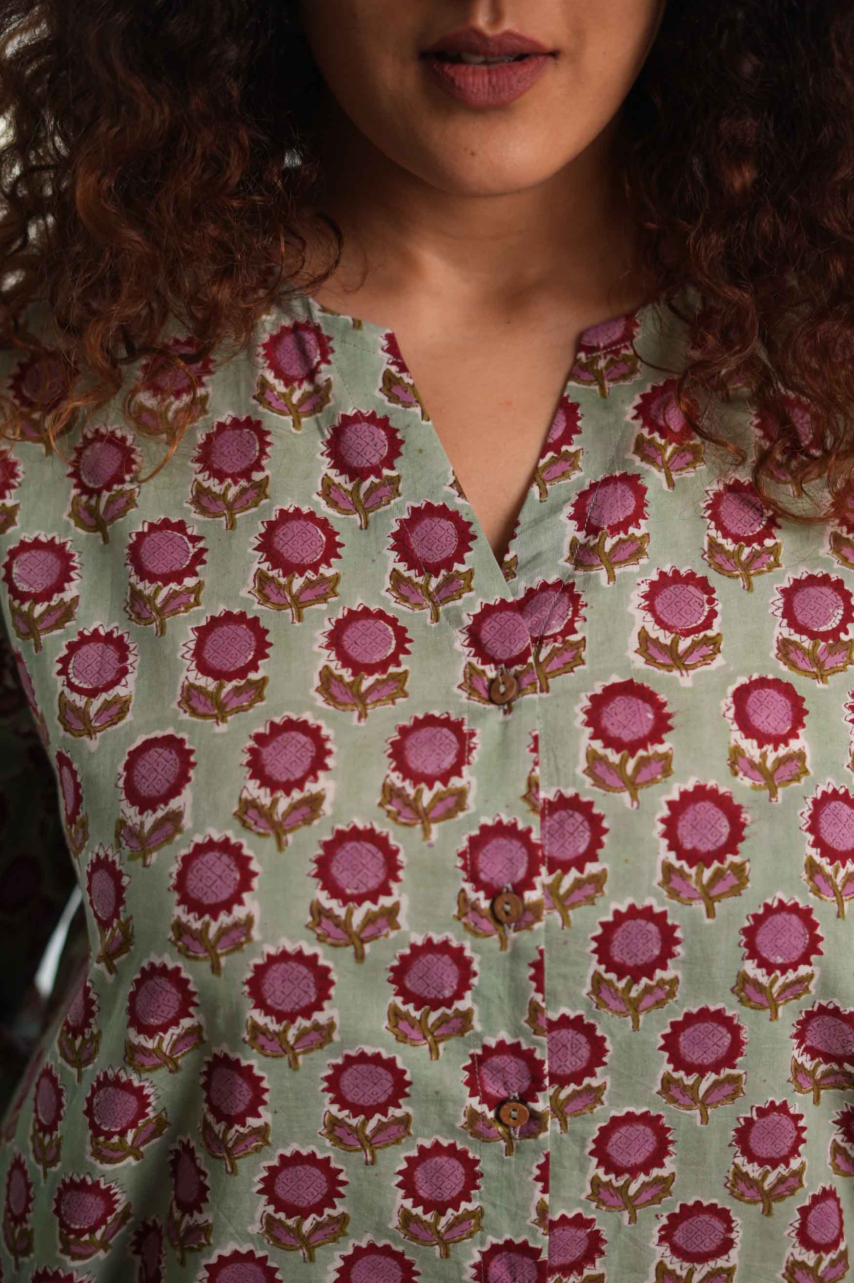 Sunflower  Hand Block Printed  Shirt