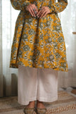 Mustard Folklore Churidar-Sleeve Kurta Set