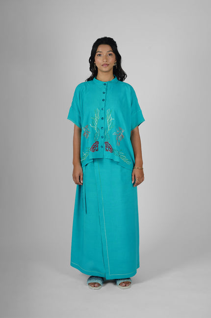 Sea Leaf Camouflage Wrap Skirt Set