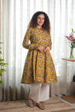 Mustard Folklore Churidar-Sleeve Kurta Set