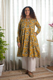 Mustard Folklore Churidar-Sleeve Kurta Set