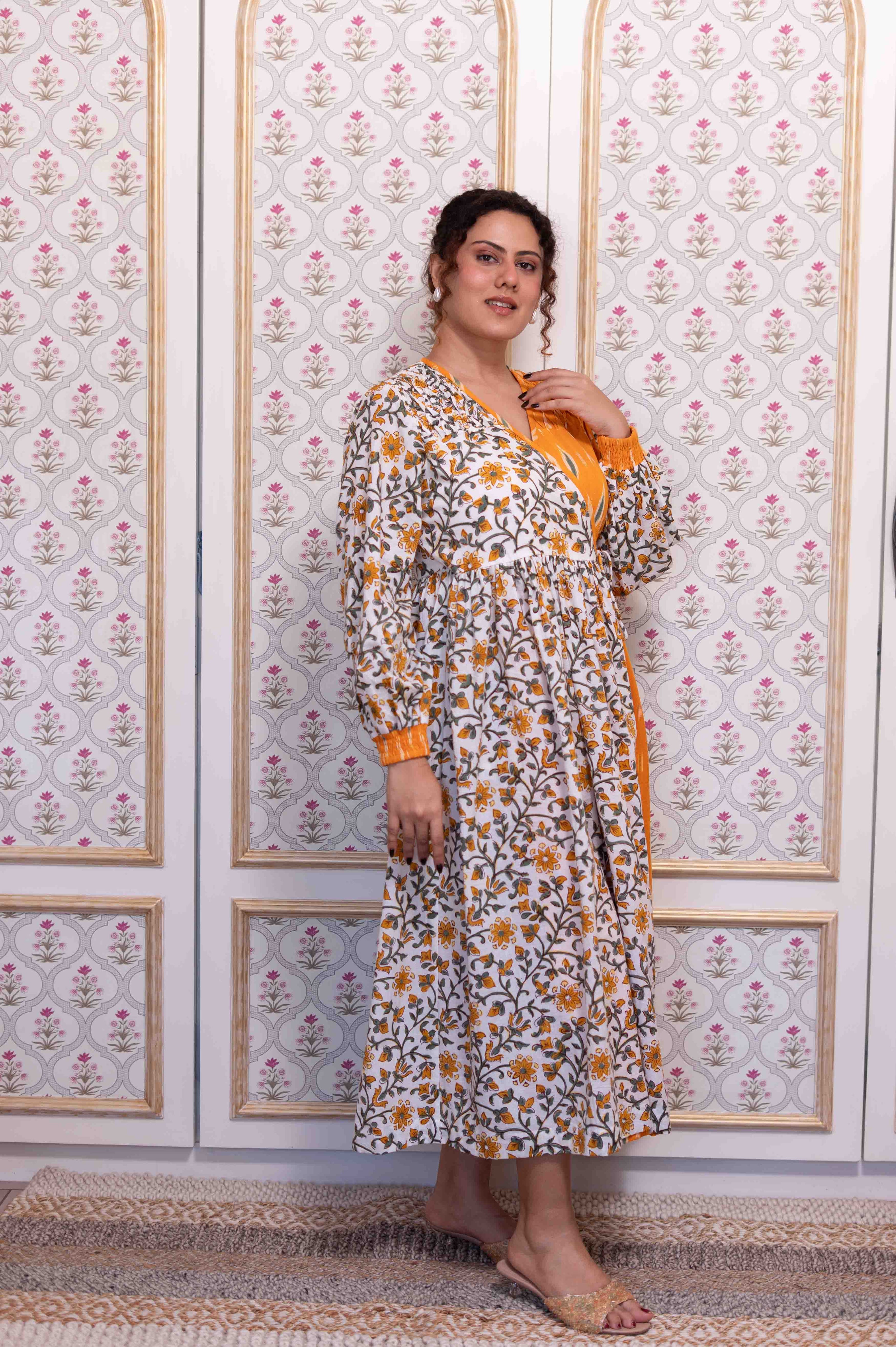SUNBLOOM | Ikat Hand Block Tie-Up Dress