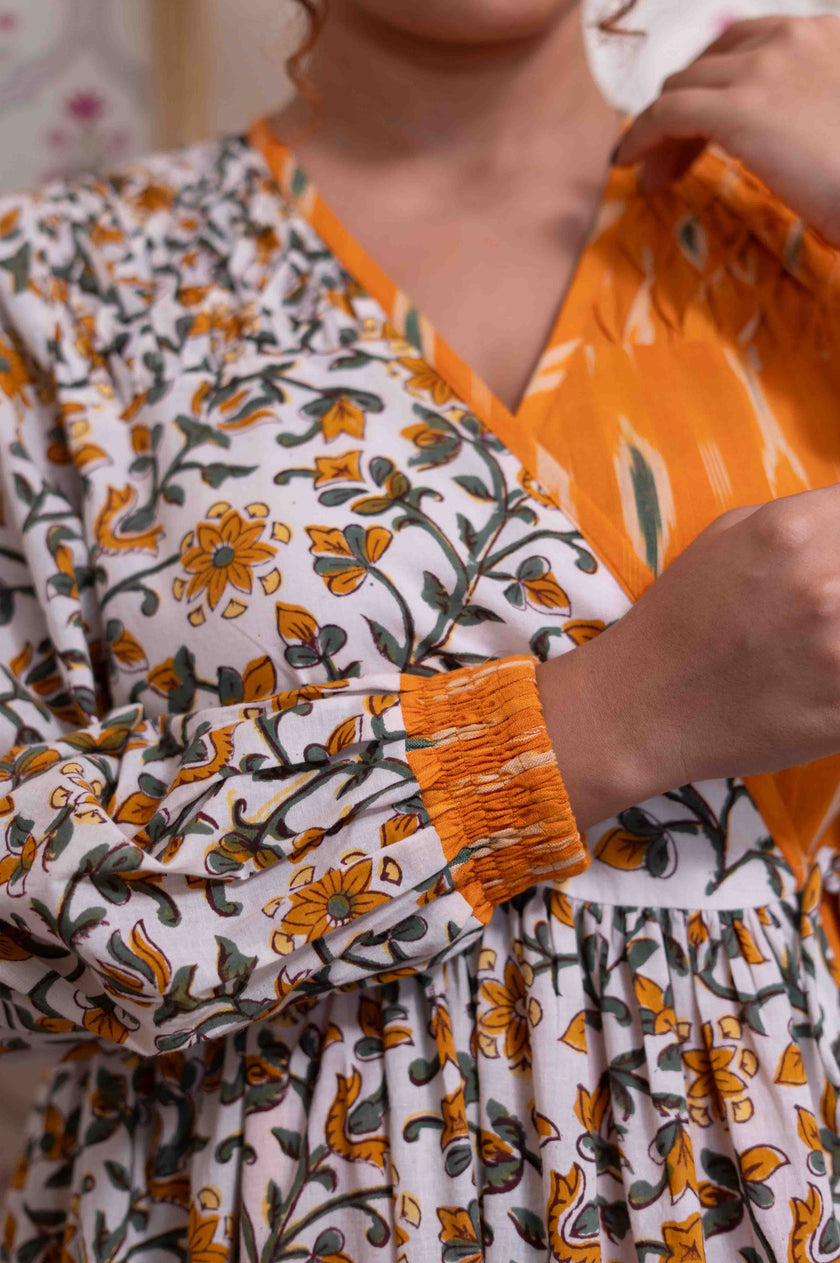 SUNBLOOM | Ikat Hand Block Tie-Up Dress
