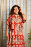 Terracotta Paisley — rust top + rust skirt