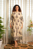 Ivory Paisley Handblock Printed Dress