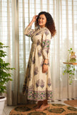 Ivory Paisley Handblock Printed Dress