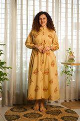 Tea Rose Handblock Printed Dress
