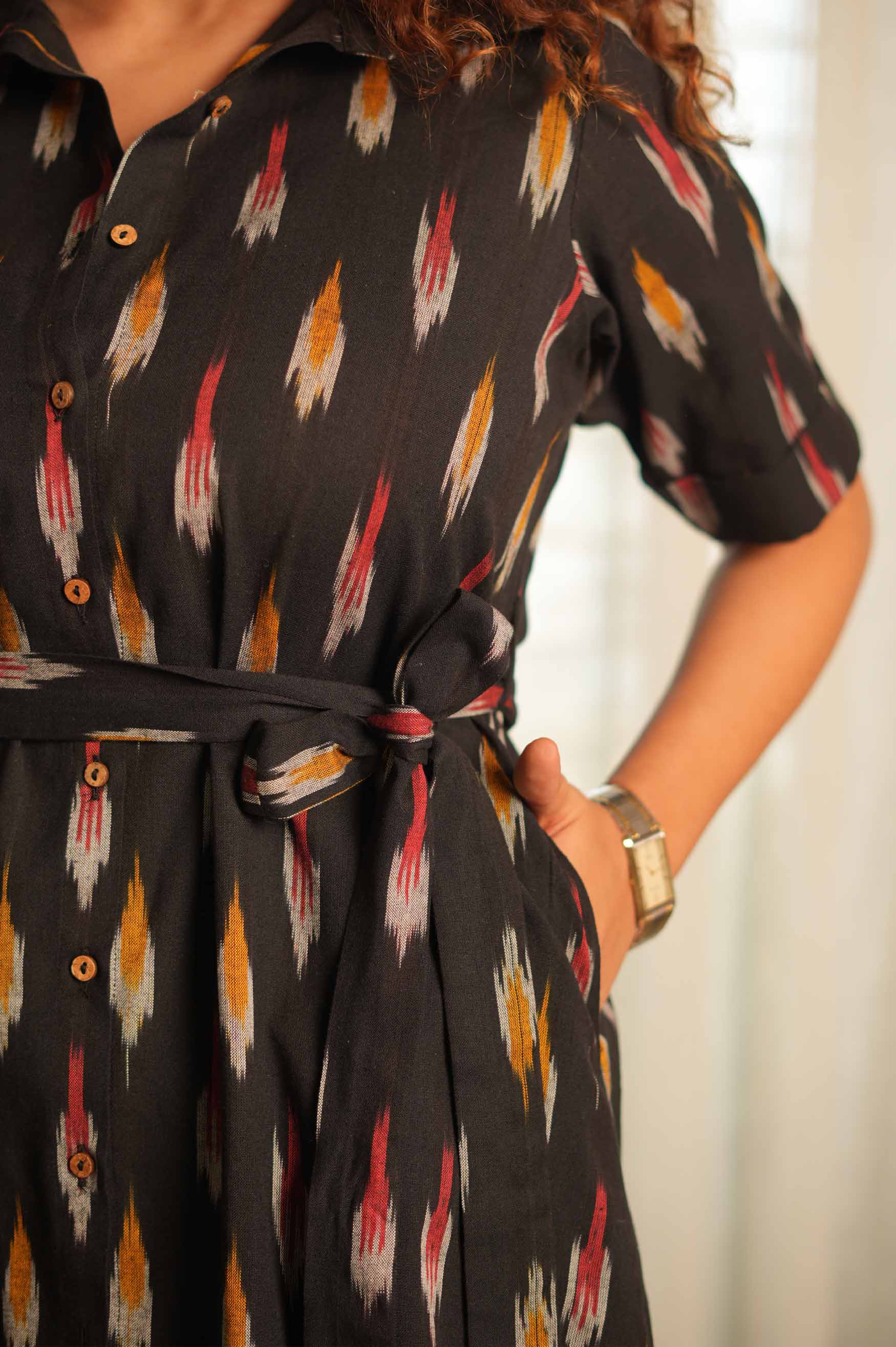 Black Confetti Ikat Dress