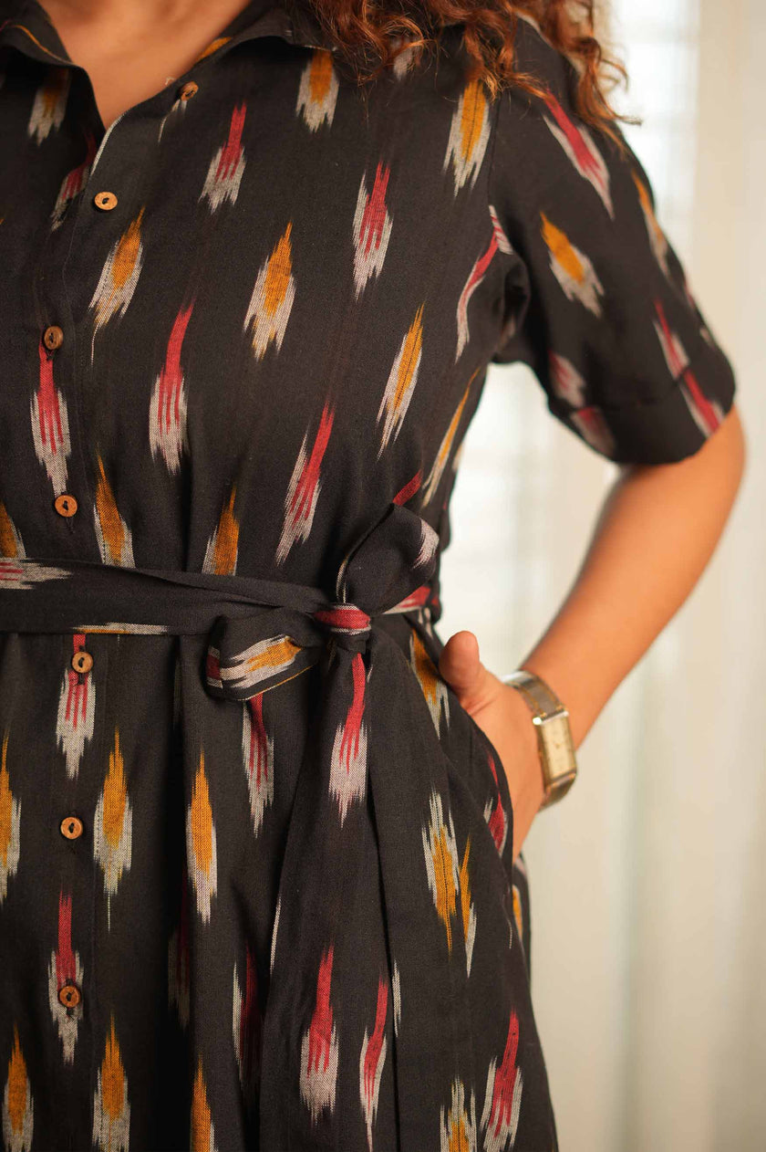 Black Confetti Ikat Dress