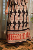 Midnight Paisley — black top + black skirt
