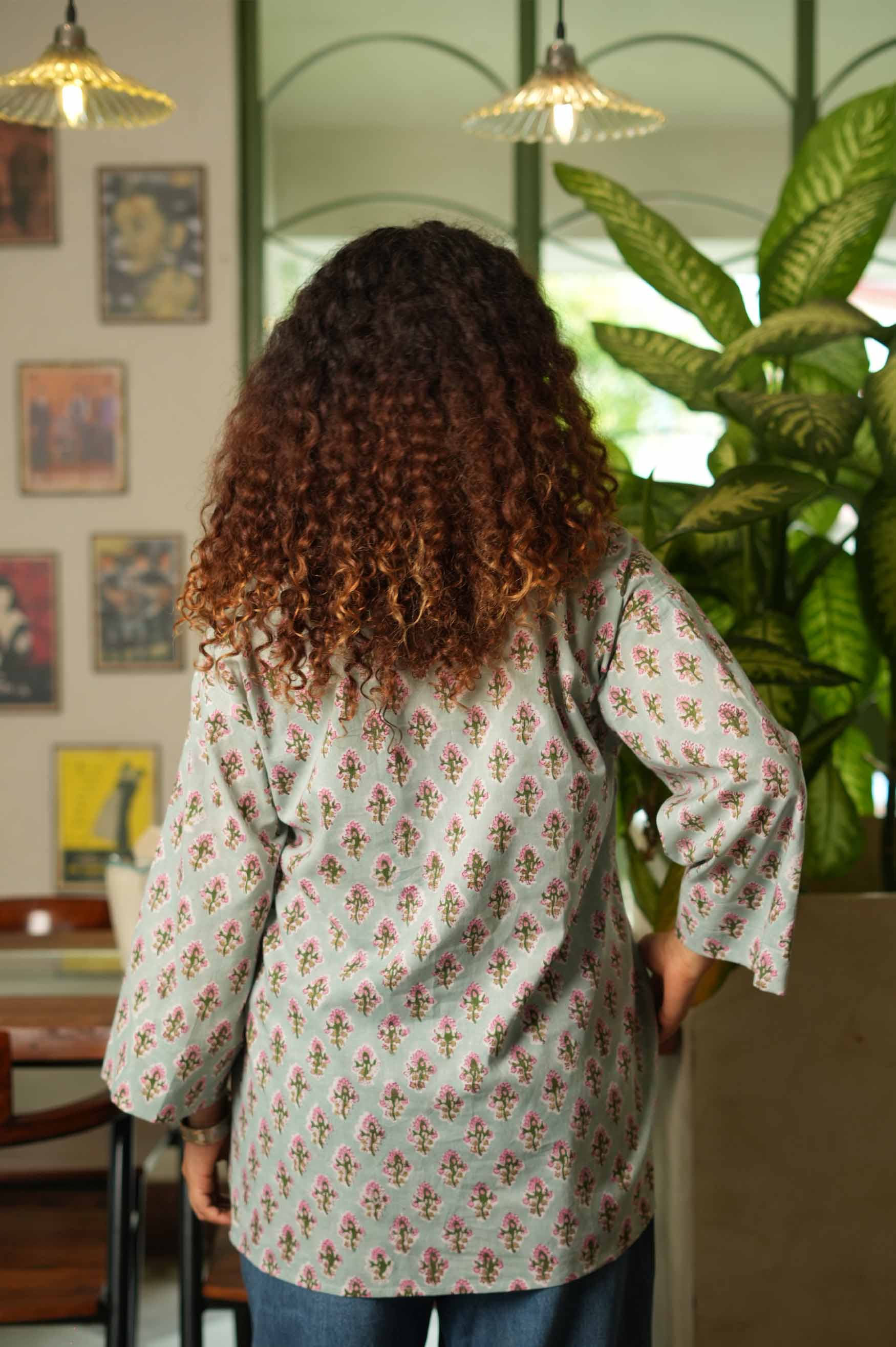Petal Sky  Hand Block Printed  Shirt