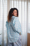 Flora Blue Checkered Oversized Shirt