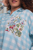 Flora Blue Checkered Oversized Shirt