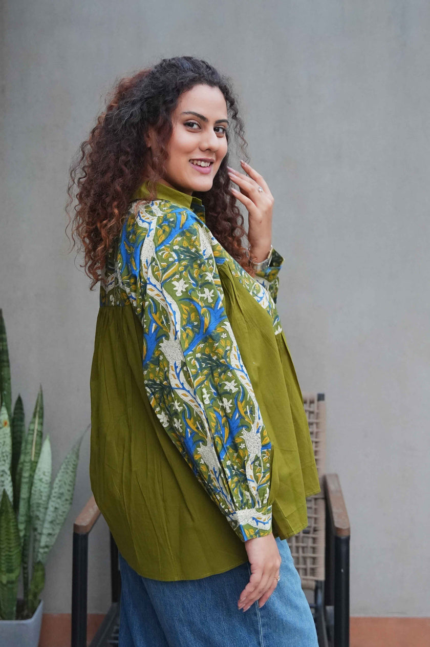 Dual Panel Kalamkari Cotton Shirt