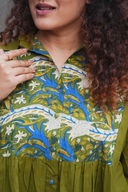 Dual Panel Kalamkari Cotton Shirt