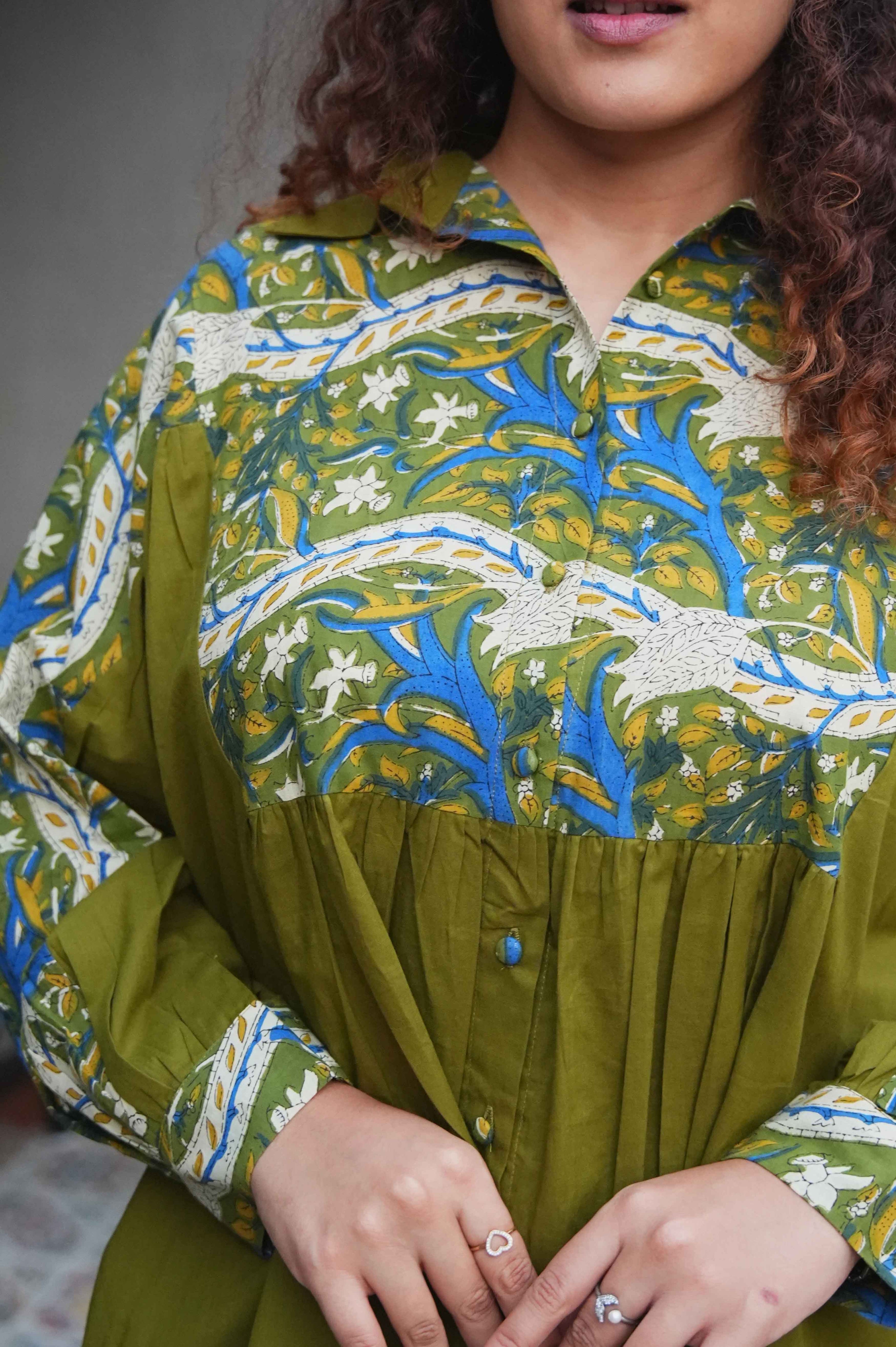 Dual Panel Kalamkari Cotton Shirt