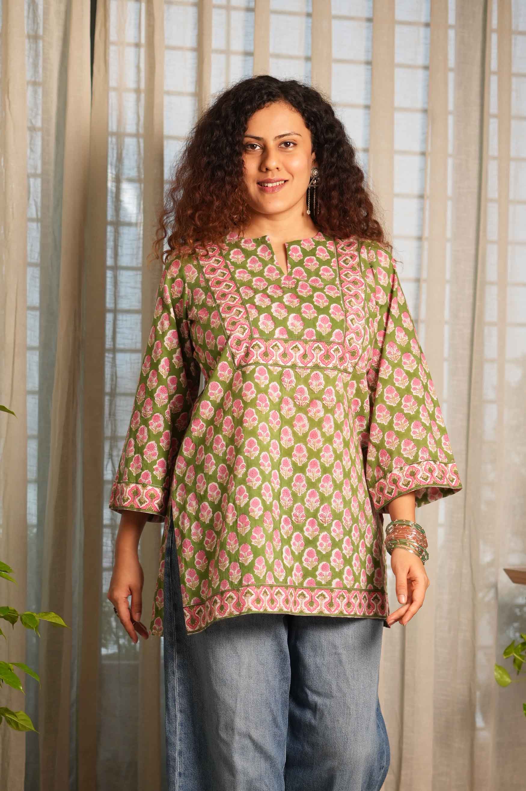 Pista Gulab Handblock Printed Top