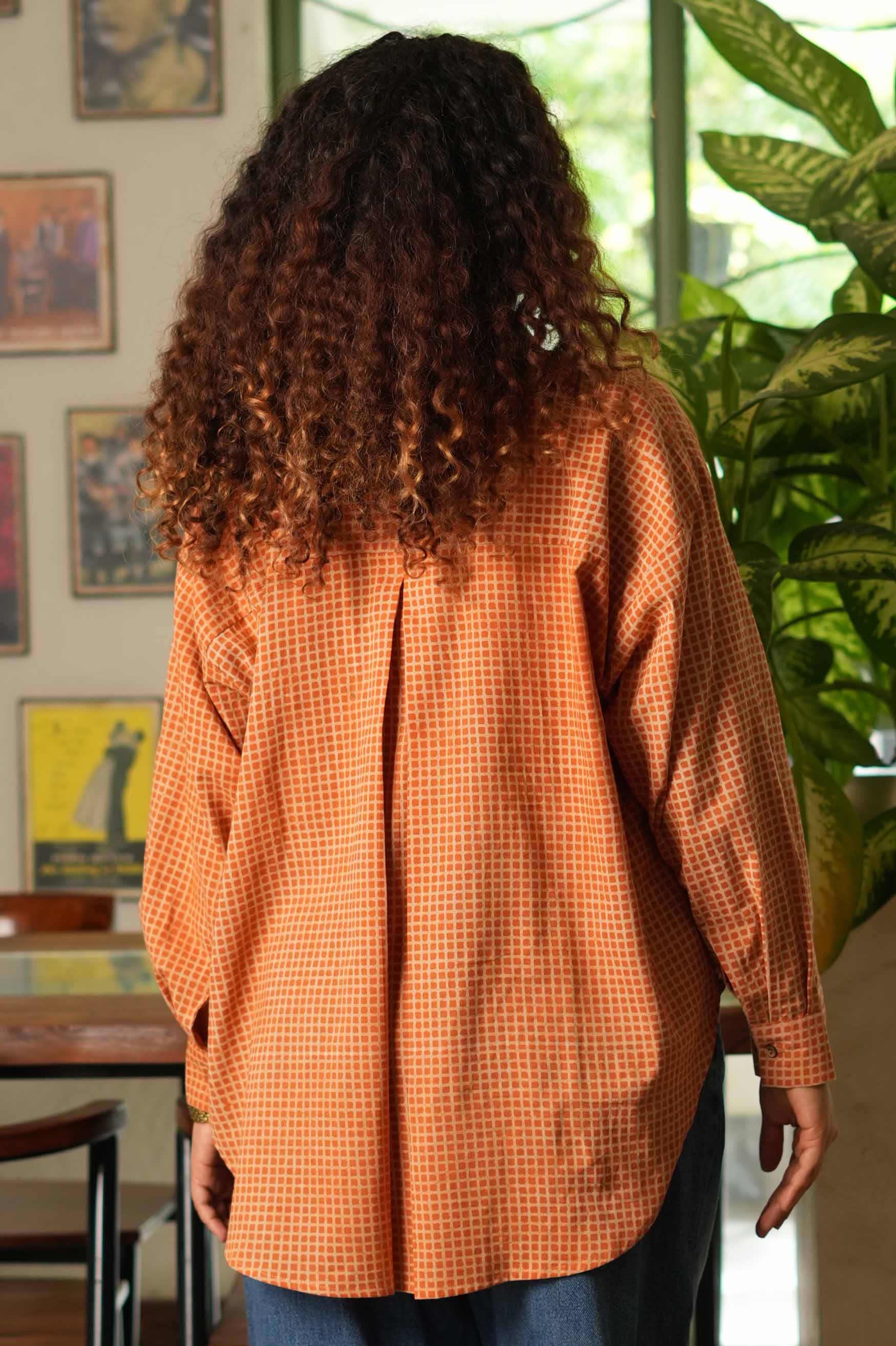 Bagru Grid Oversized Hand Block Shirt