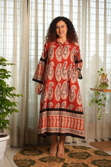 Heritage Paisley Dress — Rust