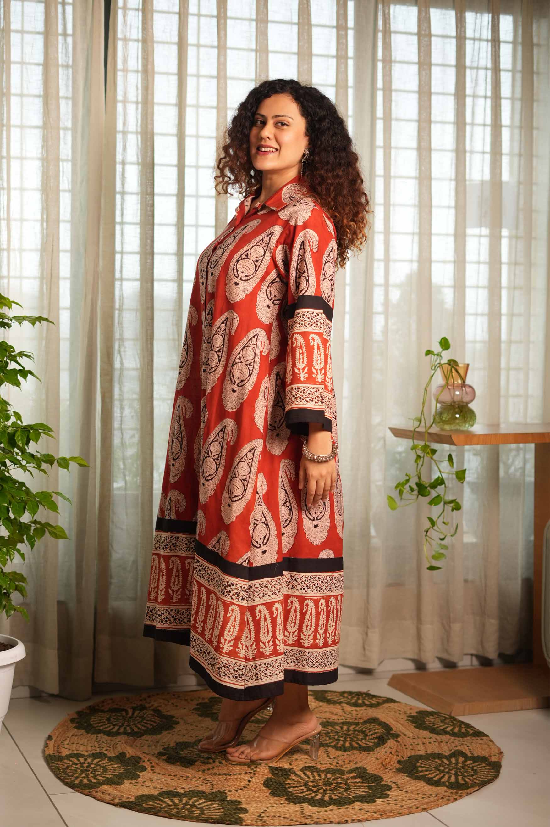 Heritage Paisley Dress — Rust