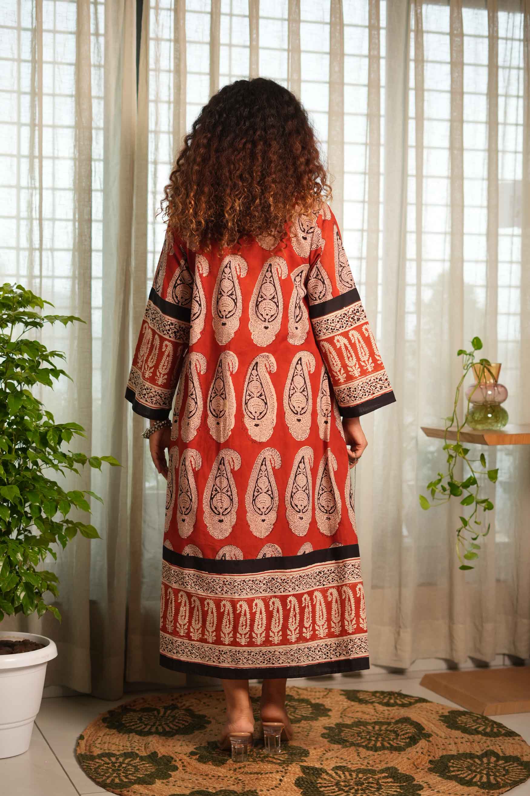 Heritage Paisley Dress — Rust