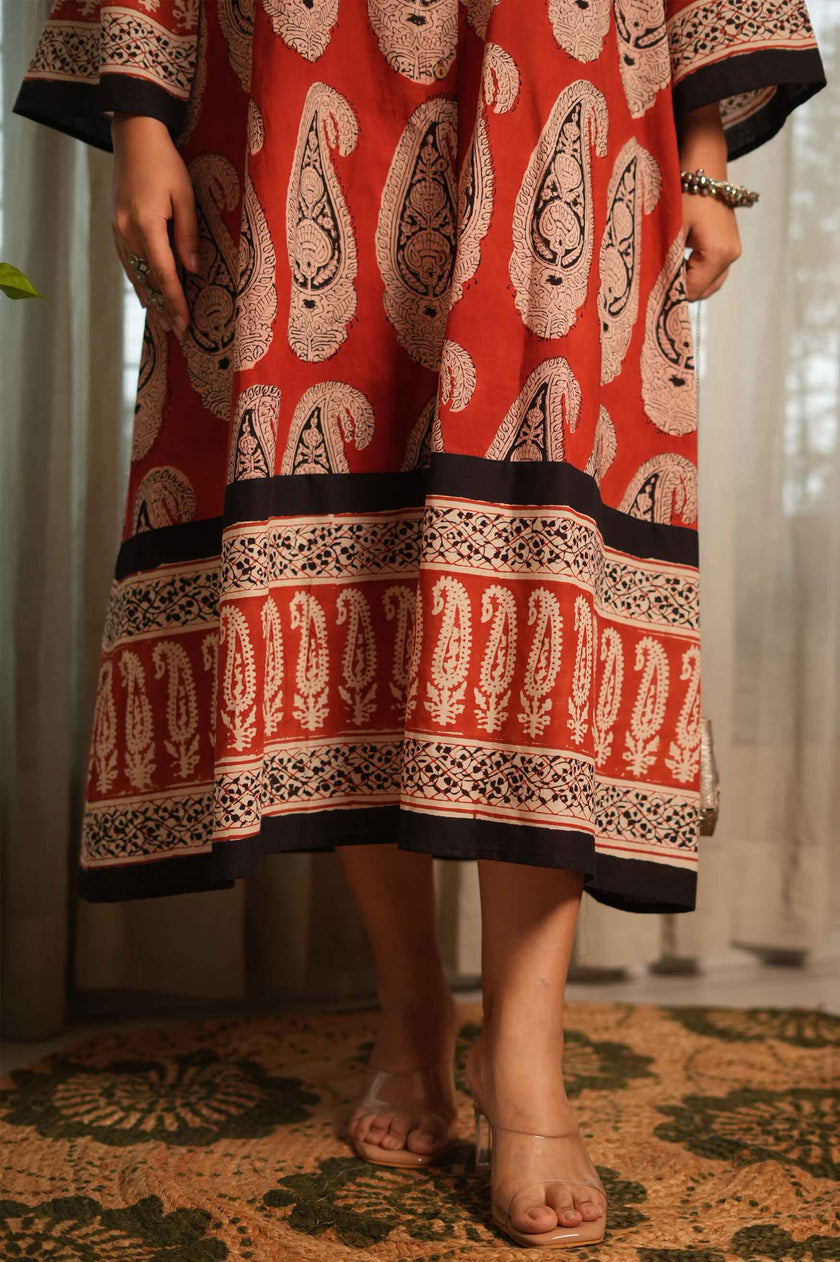Heritage Paisley Dress — Rust