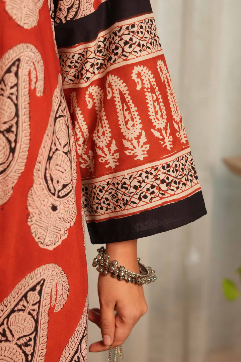 Heritage Paisley Dress — Rust