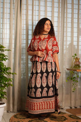 Rust Paisley — rust top + black skirt