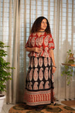 Rust Paisley — rust top + black skirt