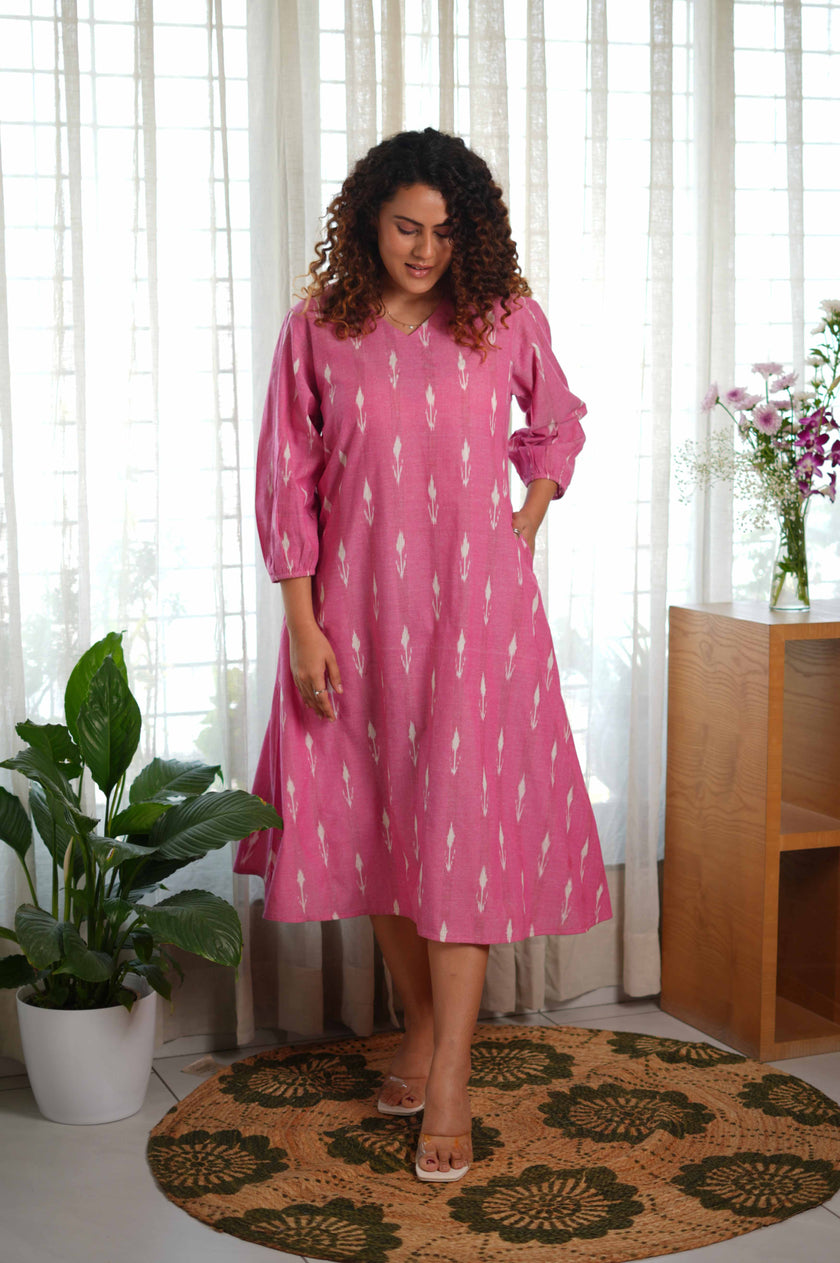 Rosette Pink Ikat Dress