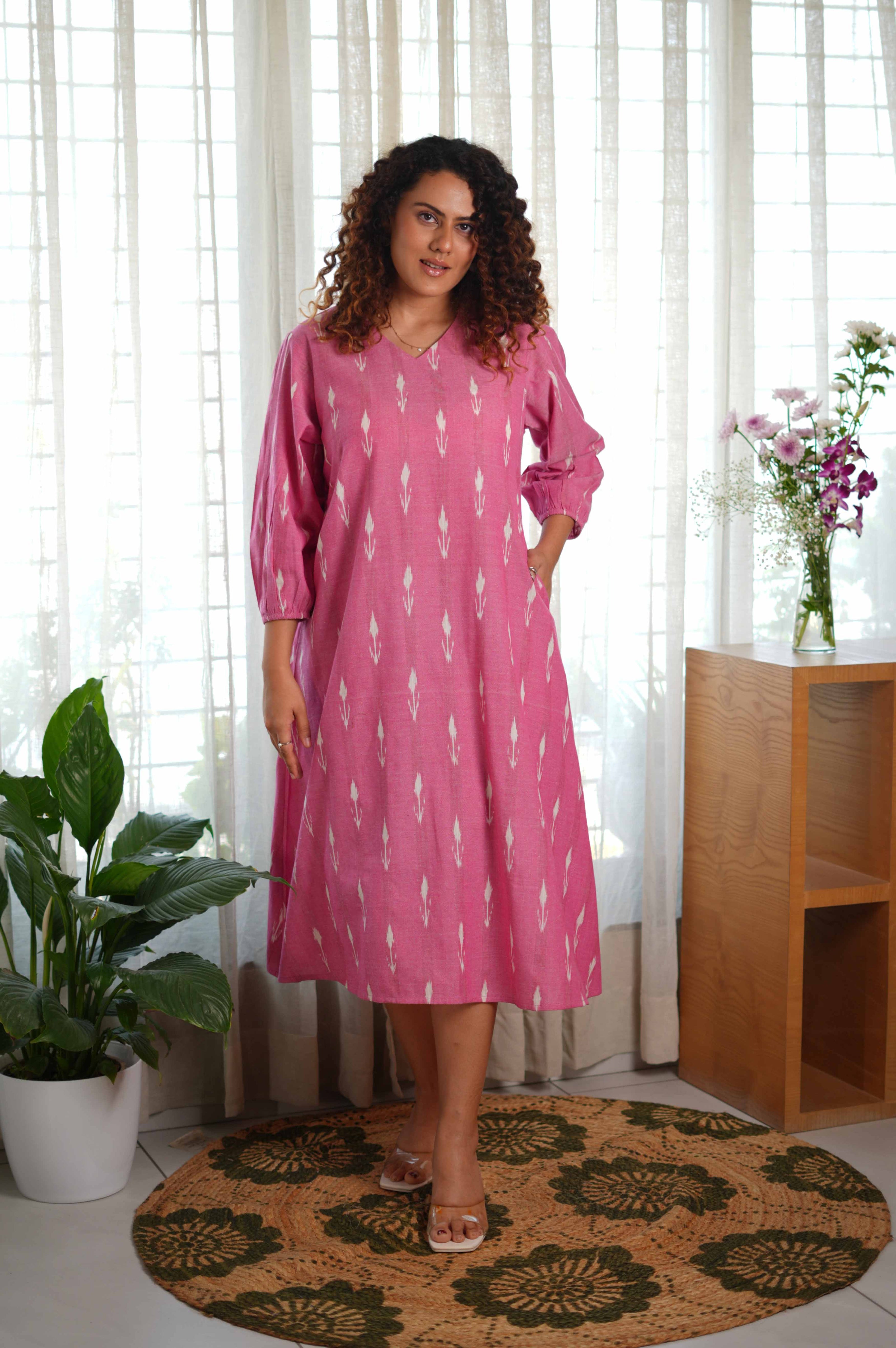 Rosette Pink Ikat Dress