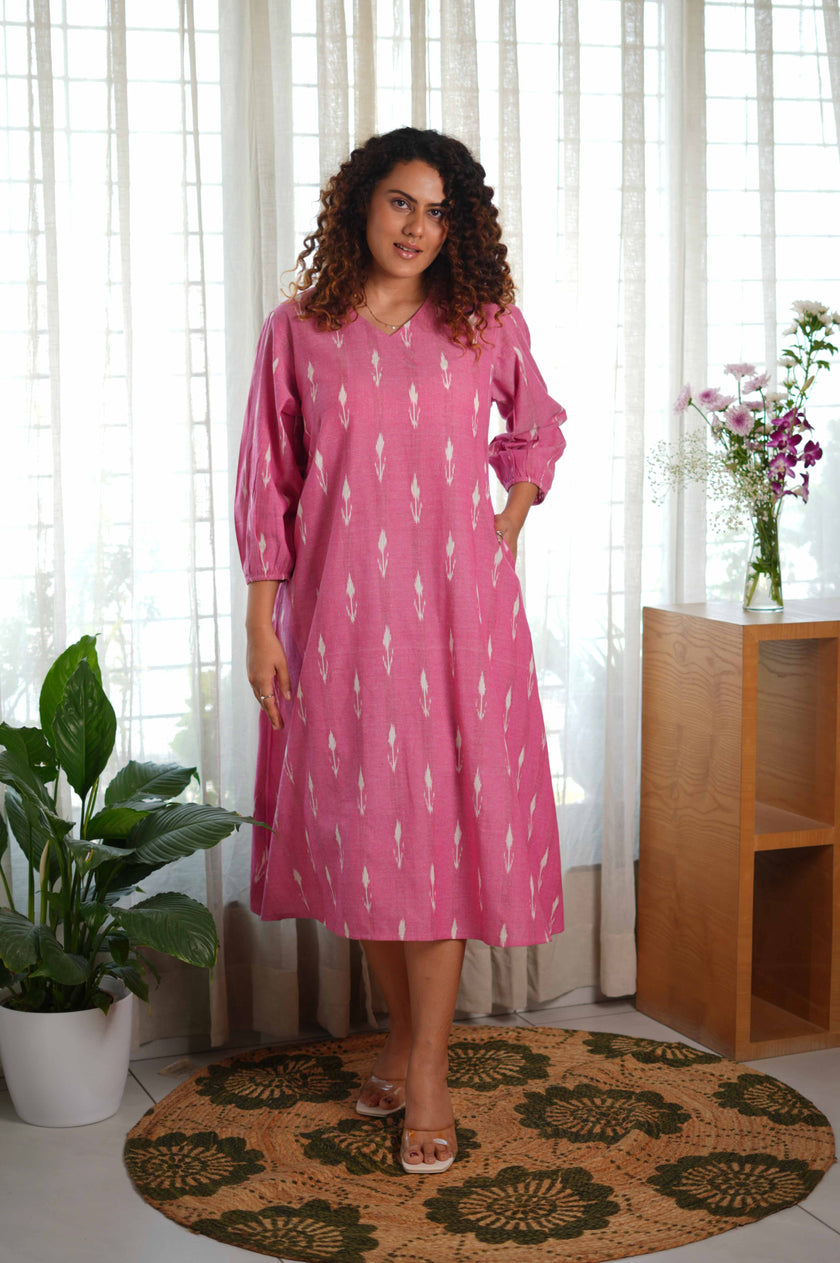 Rosette Pink Ikat Dress