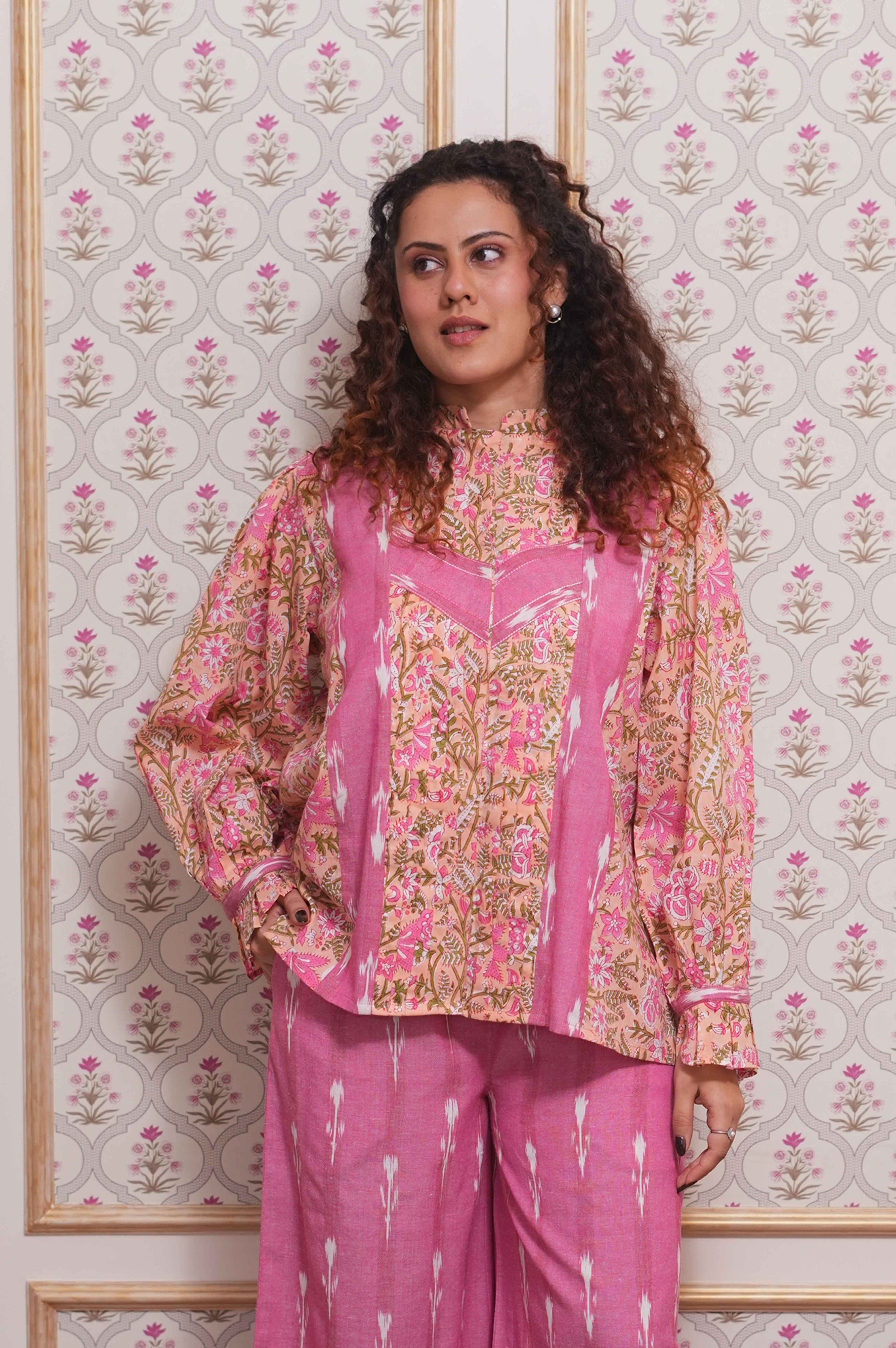 Rose Bloom Ikat Shirt