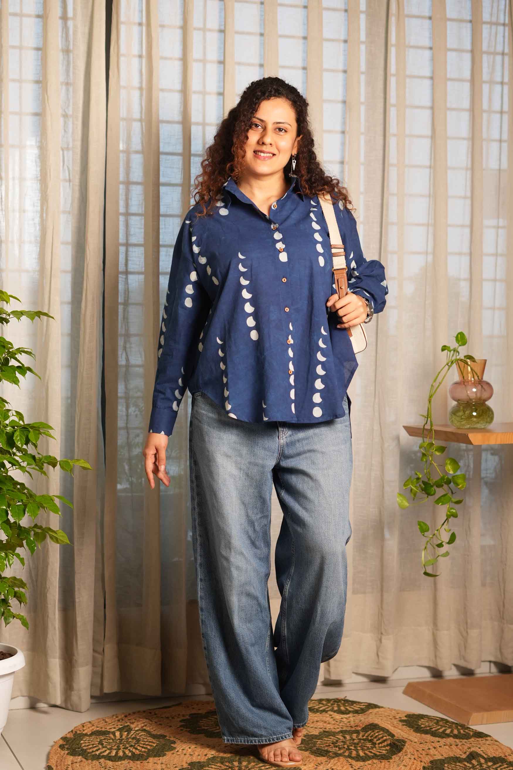 Phases Of Moon Dabu Oversized Shirt