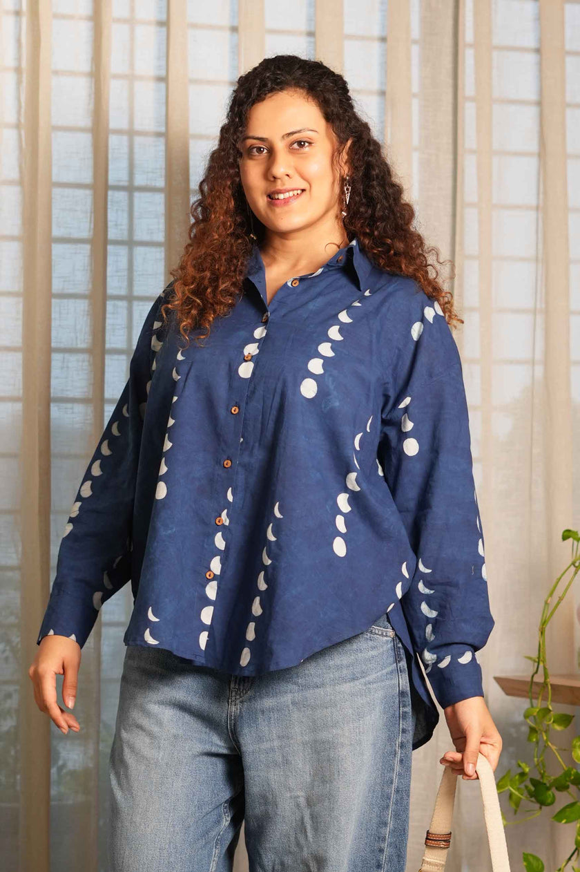 Phases Of Moon Dabu Oversized Shirt