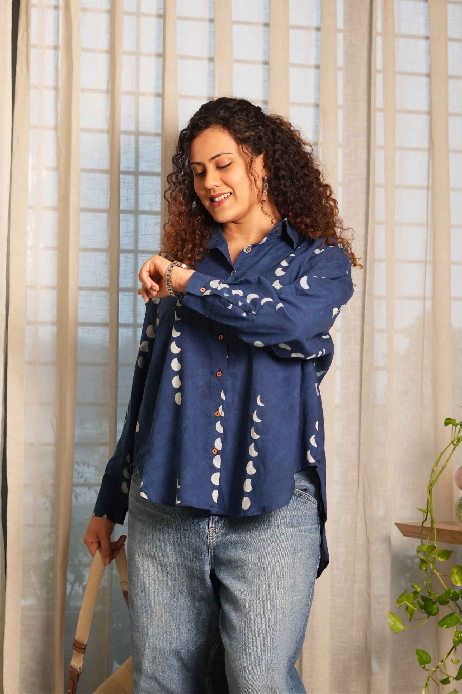 Phases Of Moon Dabu Oversized Shirt