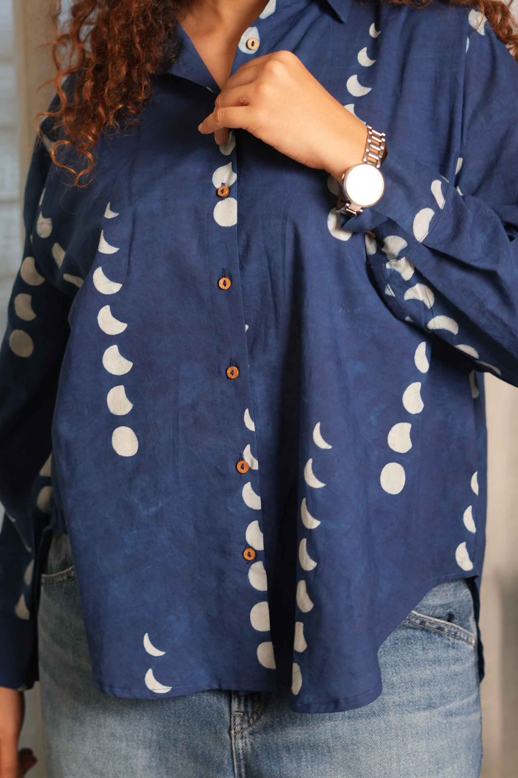 Phases Of Moon Dabu Oversized Shirt