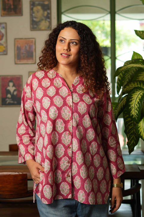 Gulabi Bageecha Hand Block Printed  Shirt