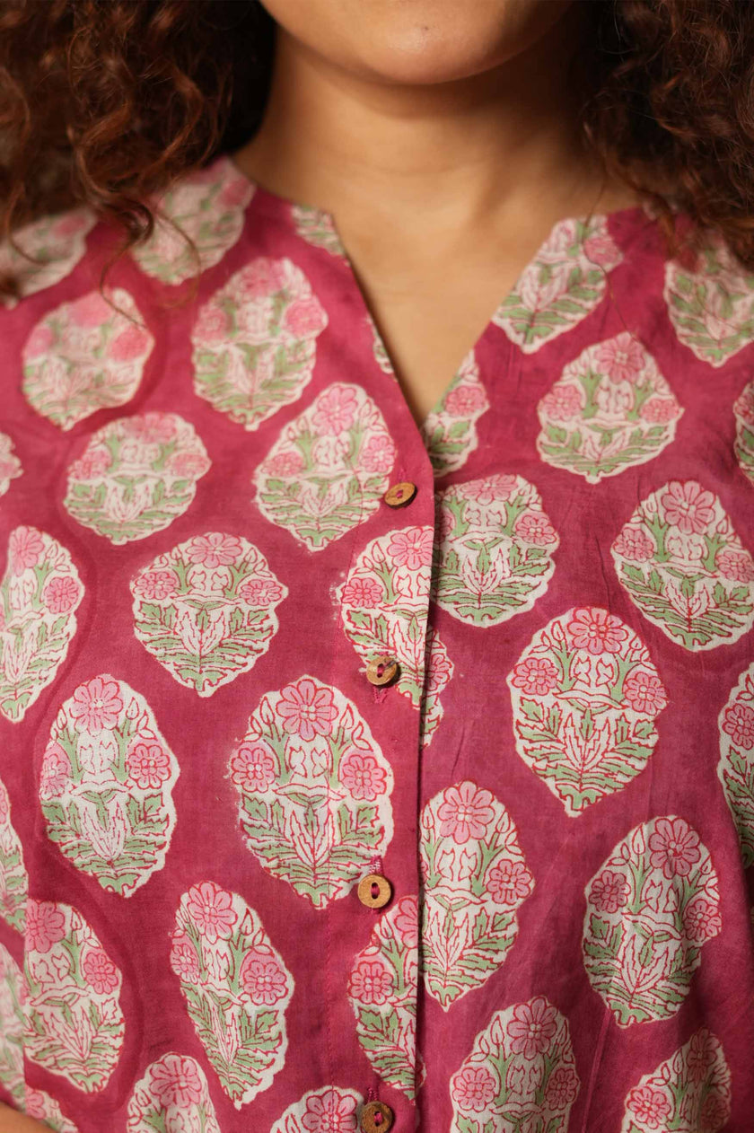 Gulabi Bageecha Hand Block Printed  Shirt
