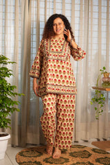 Laal Phool Handblock Printed Co-ord Set