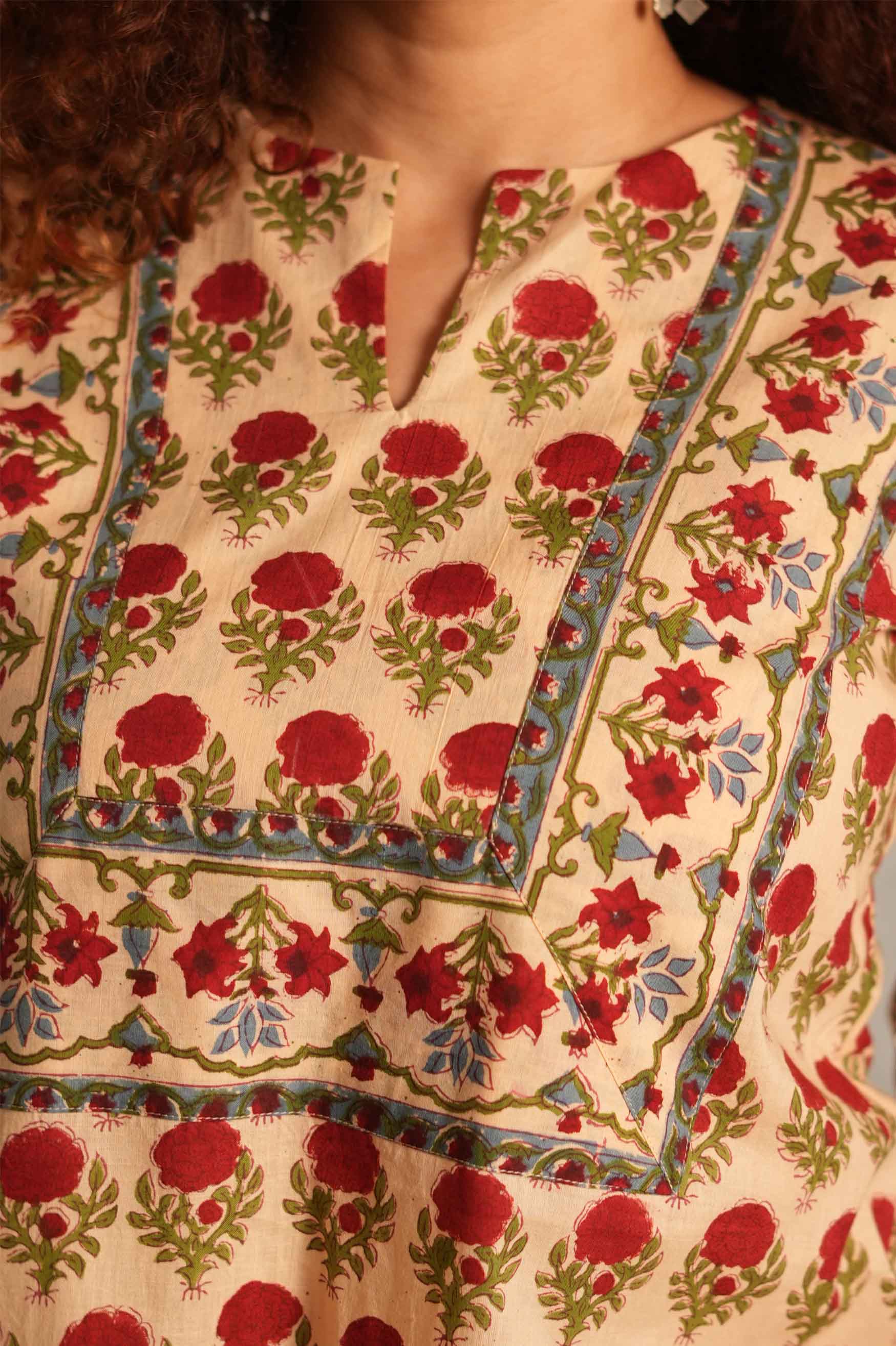 Laal Phool Handblock Printed Co-ord Set