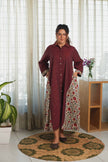 Bagru Ikat Flow Dress - Wine