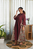 Bagru Ikat Flow Dress - Wine