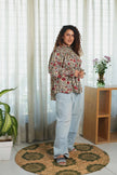 Red lotus smocked shirt